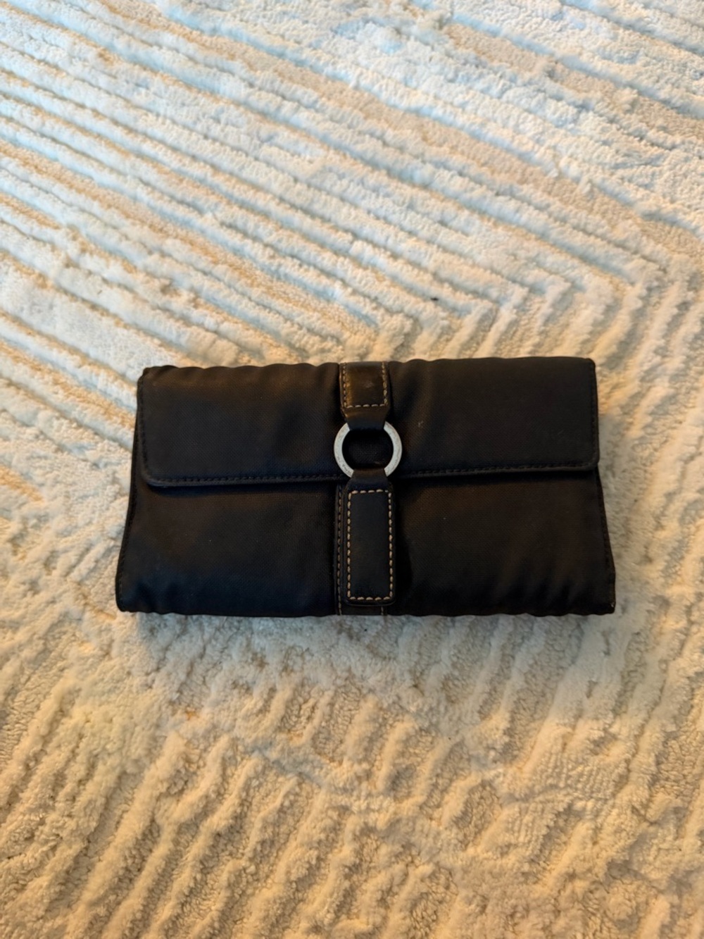 Kate Spade New York Black Leather Long Wallet Snap Closure Slim Checkbook Style